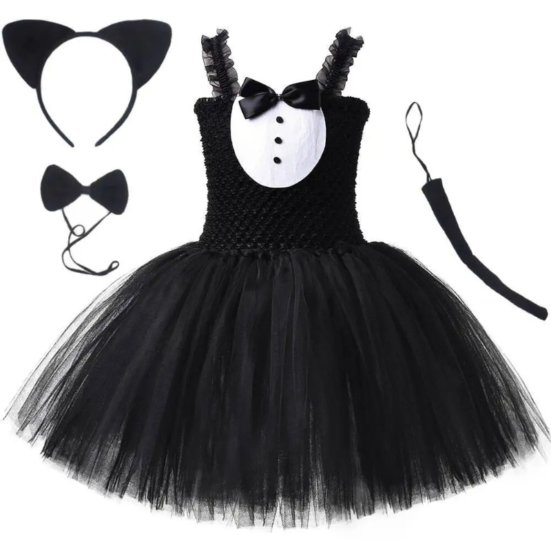 Baby Clothing Dresser - Abito tutù gatto bianco nero per